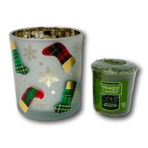 Yankee Candle Christmas Stockings Votive Holder with Mistletoe Votive